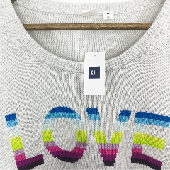 𝅺Gap Rainbow Love Wool Blend Sweater Gray NWT - Picture 7 of 9